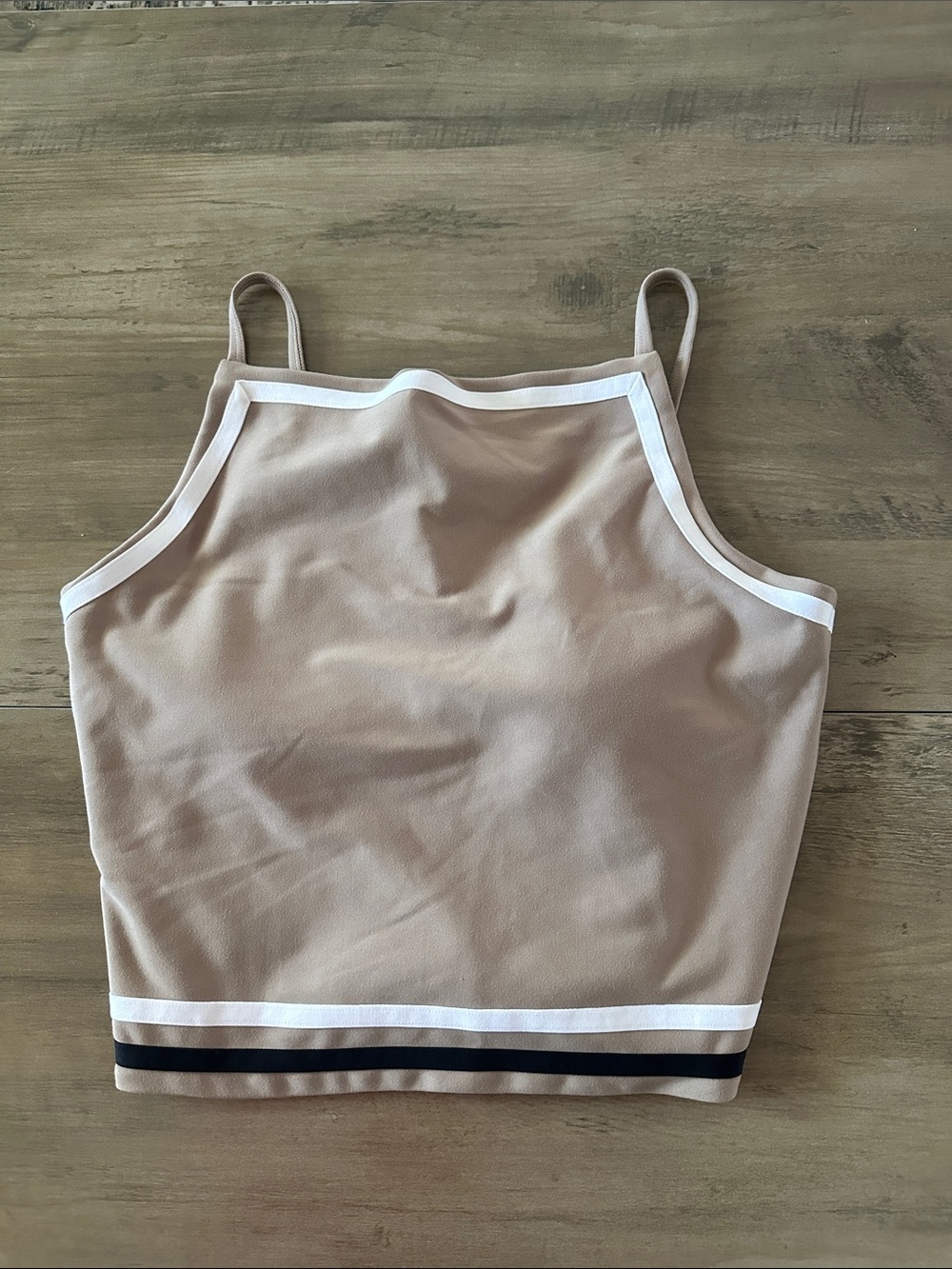YPB Beige Cropped Tank Top with Contrast Trim - Women